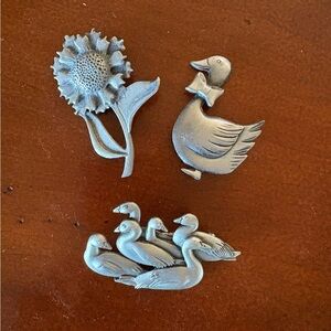 Pewter-Toned Pins, Bundle of Three